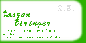 kaszon biringer business card
